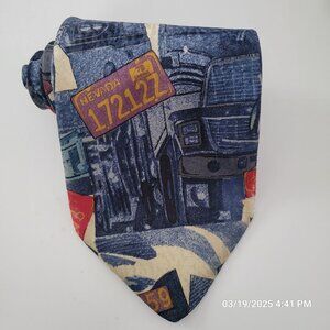Georges Marciano Guess USA Silk necktie Mack Trucks Transport Vintage
